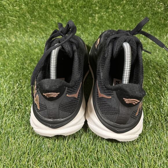 HOKA Clifton 9 Running Shoes Women Size 7 Black Rose Gold Comfort Low Sneakers - Picture 13 of 14